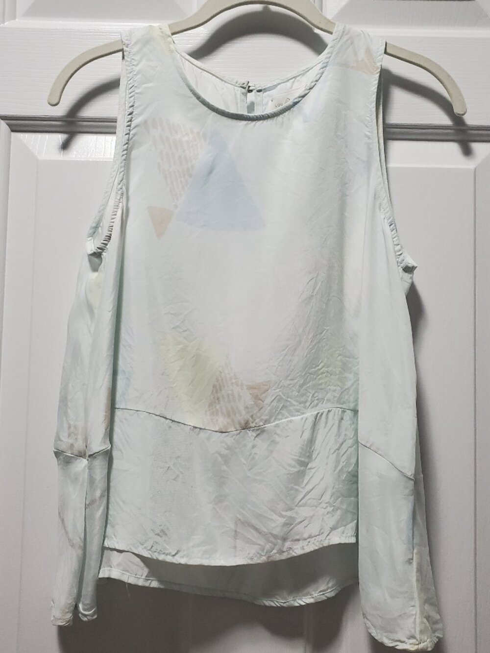 Lou & Grey Geometric Print Peplum Tank
